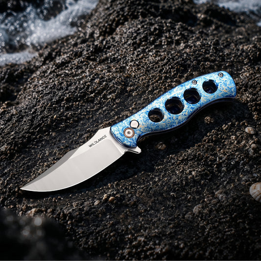 Riptide | Button Lock | D2 Blade & Flamed Titanium Handle | FTK-01