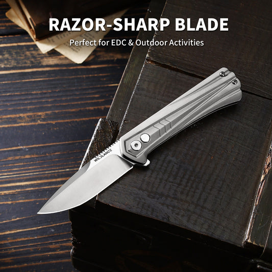 Ti-Flow | Button Lock | D2 Blade & Titanium Handle | TA-02
