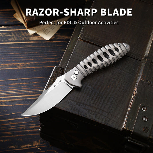 Ti-Swell | Button Lock | D2 Blade & Titanium Handle | TX-01