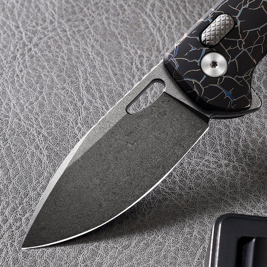 Pallas | Top Liner Lock | D2 Blade & Cracked Ice Titanium Handle | PA-03