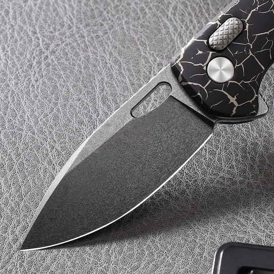 Pallas | Top Liner Lock | D2 Blade & Cracked Ice Titanium Handle | PA-04