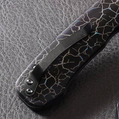 Pallas | Top Liner Lock | D2 Blade & Cracked Ice Titanium Handle | PA-03
