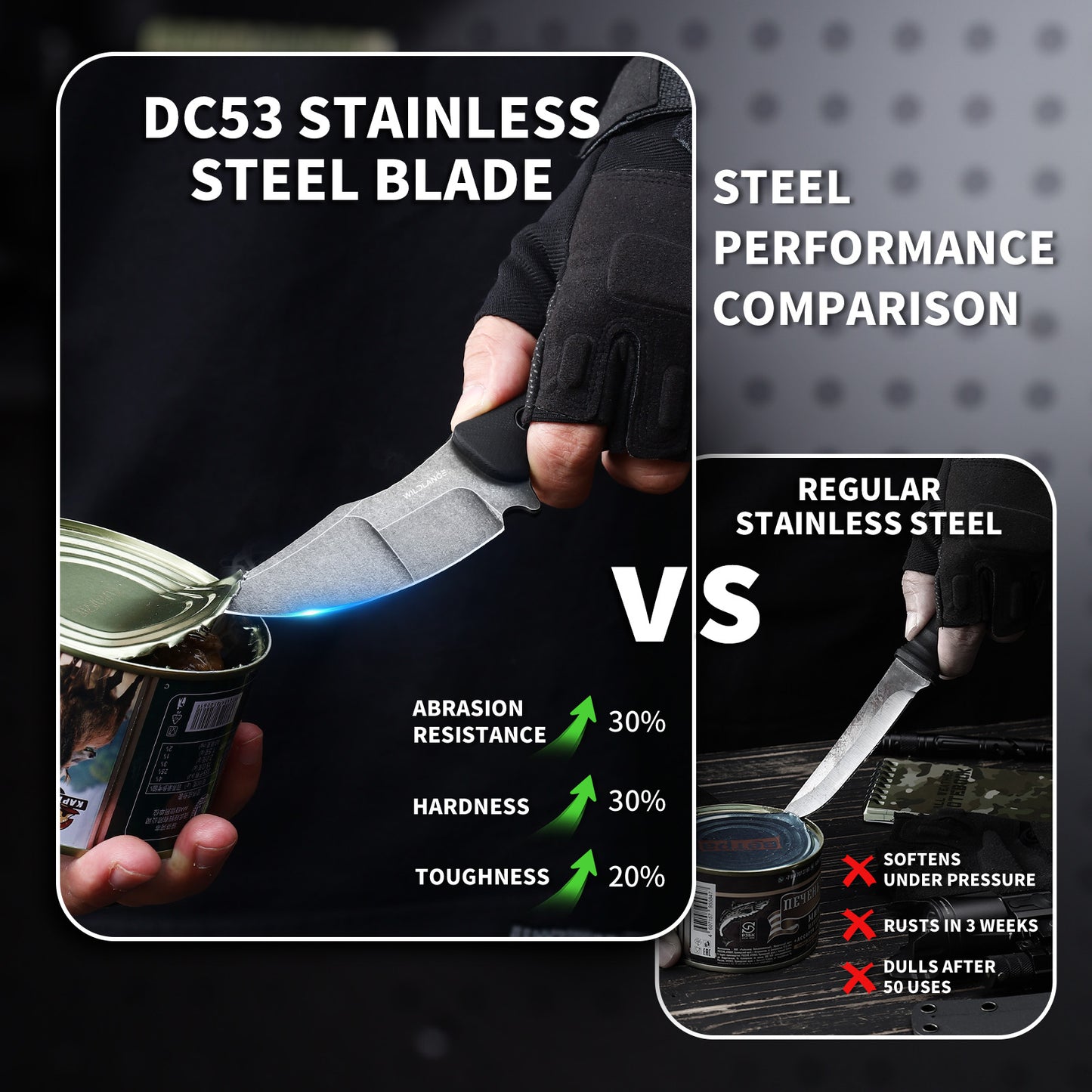 Vantor | DC53 Blade & Black G10 Handle | Stonewash Finish | FB-02