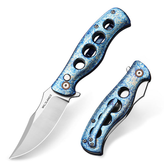 Riptide | Button Lock | D2 Blade & Flamed Titanium Handle | FTK-01