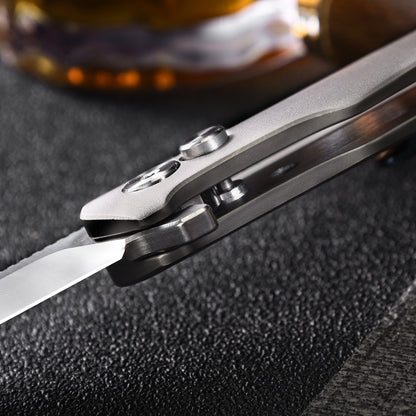 Vesta | Button Lock | D2 Blade & Titanium Handle | VE-03