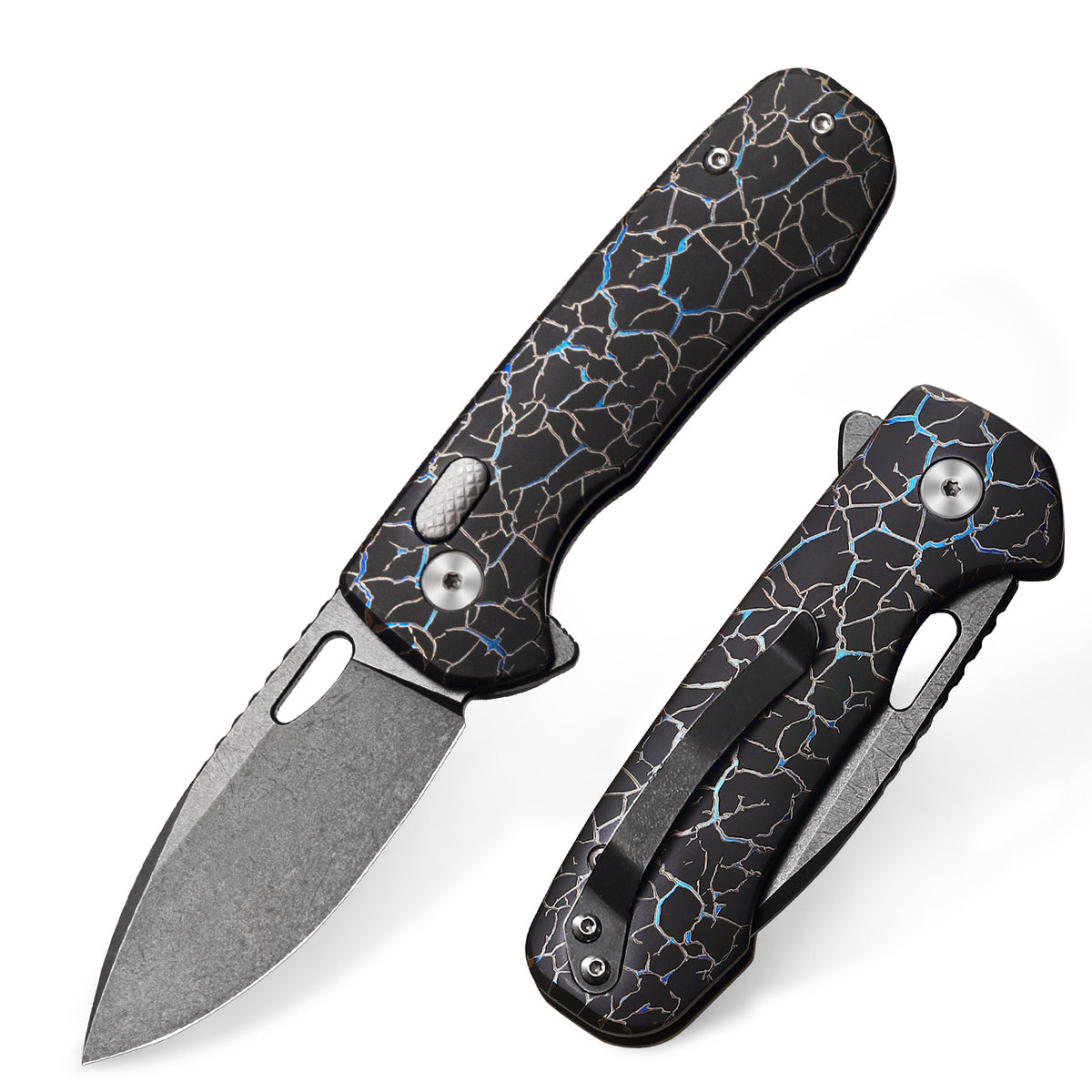Pallas | Top Liner Lock | D2 Blade & Cracked Ice Titanium Handle | PA-03