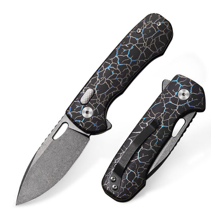 Pallas | Top Liner Lock | D2 Blade & Cracked Ice Titanium Handle | PA-03