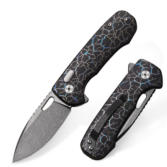 Pallas | Top Liner Lock | D2 Blade & Cracked Ice Titanium Handle | PA-03
