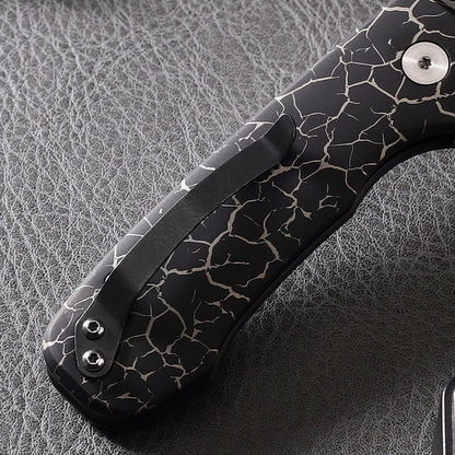 Pallas | Top Liner Lock | D2 Blade & Cracked Ice Titanium Handle | PA-04