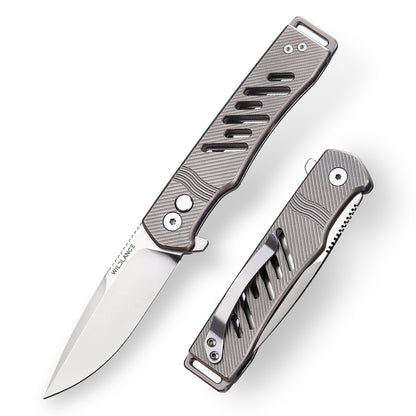 Ti-Crest | Button Lock | D2 Blade & Titanium Handle | TPK-02