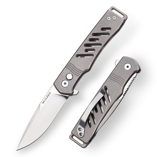 Ti-Crest | Button Lock | D2 Blade & Titanium Handle | TPK-02