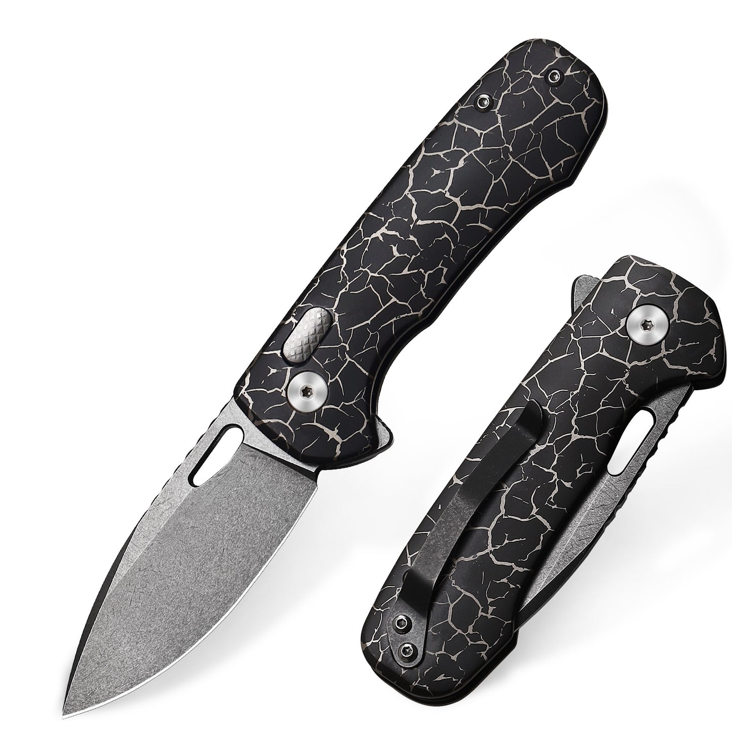 Pallas | Top Liner Lock | D2 Blade & Cracked Ice Titanium Handle | PA-04