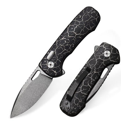 Pallas | Top Liner Lock | D2 Blade & Cracked Ice Titanium Handle | PA-04
