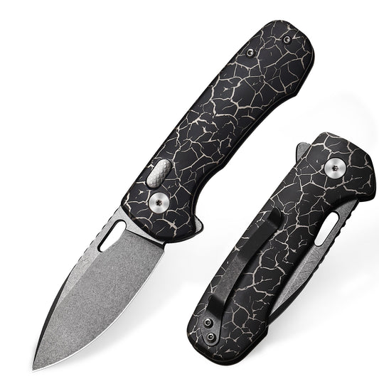 Pallas | Top Liner Lock | D2 Blade & Cracked Ice Titanium Handle | PA-04