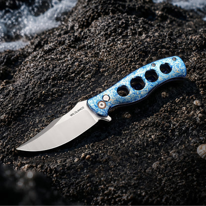Riptide | Button Lock | D2 Blade & Flamed Titanium Handle | FTK-01
