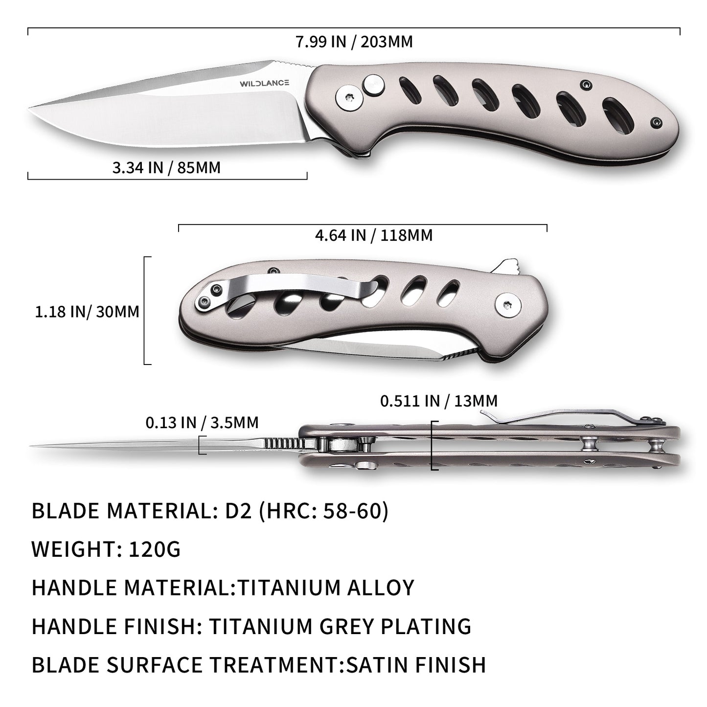 Ti-Flash | Button Lock | D2 Blade & Titanium Handle | TA-03