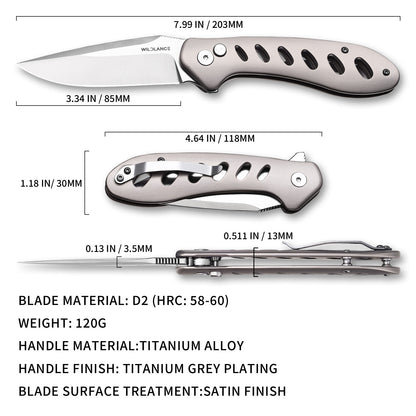 Ti-Flash | Button Lock | D2 Blade & Titanium Handle | TA-03