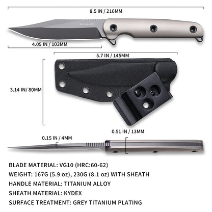 Luneris | VG10 Blade & Titanium Handle | Titanium PVD Finish | TH-01