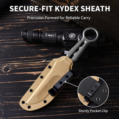 Quorix | Full Tang DC53 Blade | Titanium PVD Finish | Kydex Sheath | IB-01