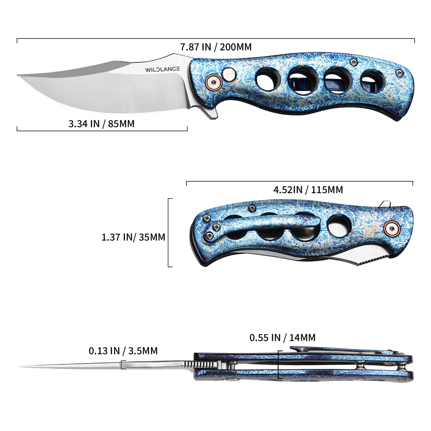 Riptide | Button Lock | D2 Blade & Flamed Titanium Handle | FTK-01