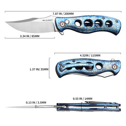 Riptide | Button Lock | D2 Blade & Flamed Titanium Handle | FTK-01