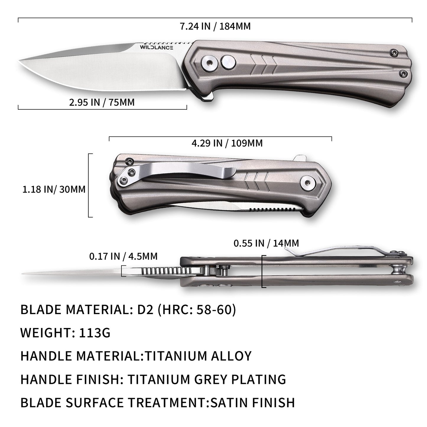Ti-Flow | Button Lock | D2 Blade & Titanium Handle | TA-02
