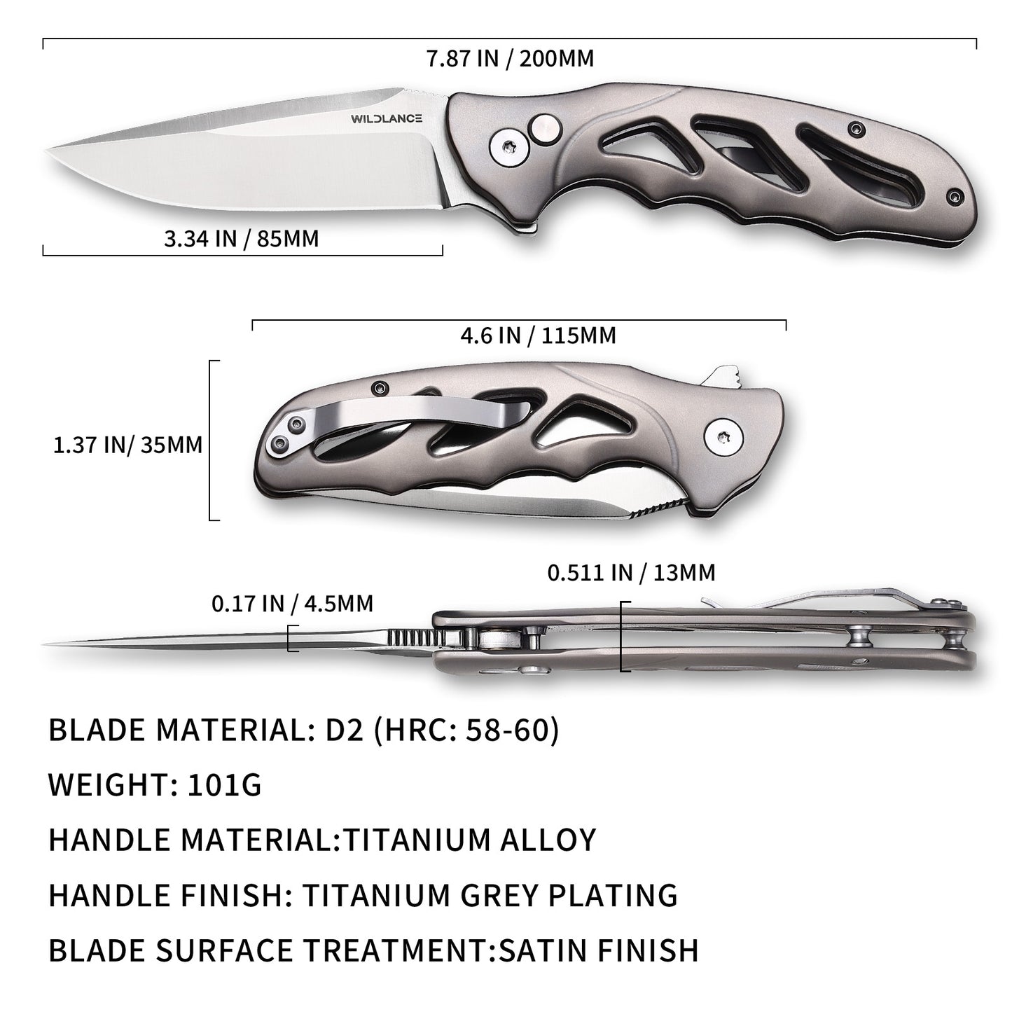 Ti-Drift | Button Lock | D2 Blade & Titanium Handle | TA-01