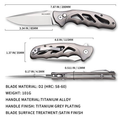 Ti-Drift | Button Lock | D2 Blade & Titanium Handle | TA-01