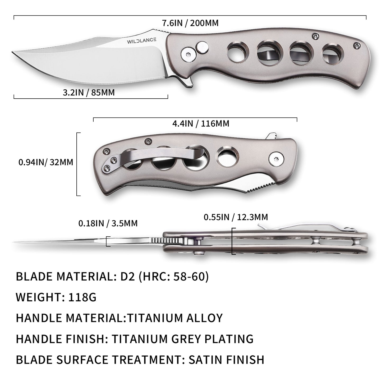 Torrent | Button Lock | D2 Blade & Titanium Handle | TPK-03