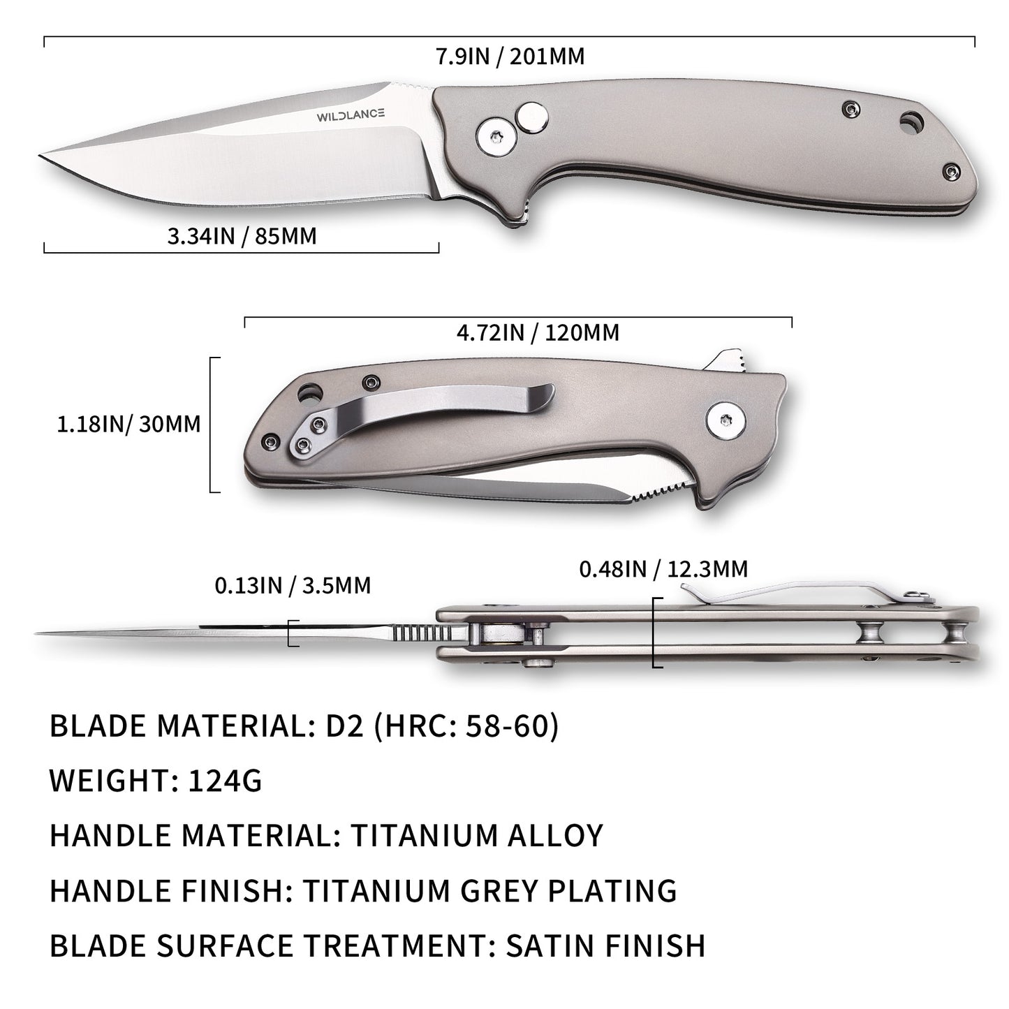 Ti-Surge | Button Lock | D2 Blade & Titanium Handle | TPK-01