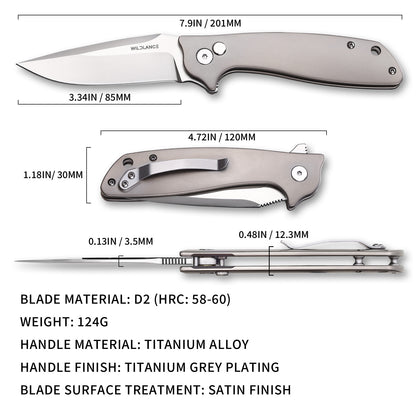 Ti-Surge | Button Lock | D2 Blade & Titanium Handle | TPK-01