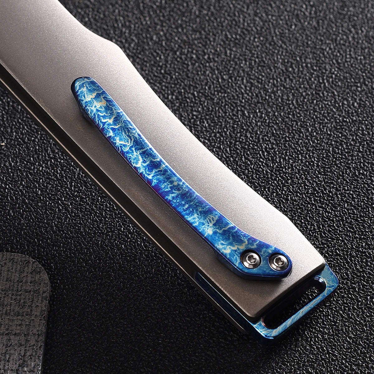 Vesta | Button Lock | D2 Blade & Titanium Handle | VE-03