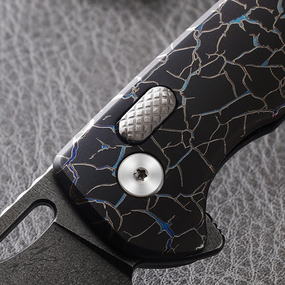 Pallas | Top Liner Lock | D2 Blade & Cracked Ice Titanium Handle | PA-03