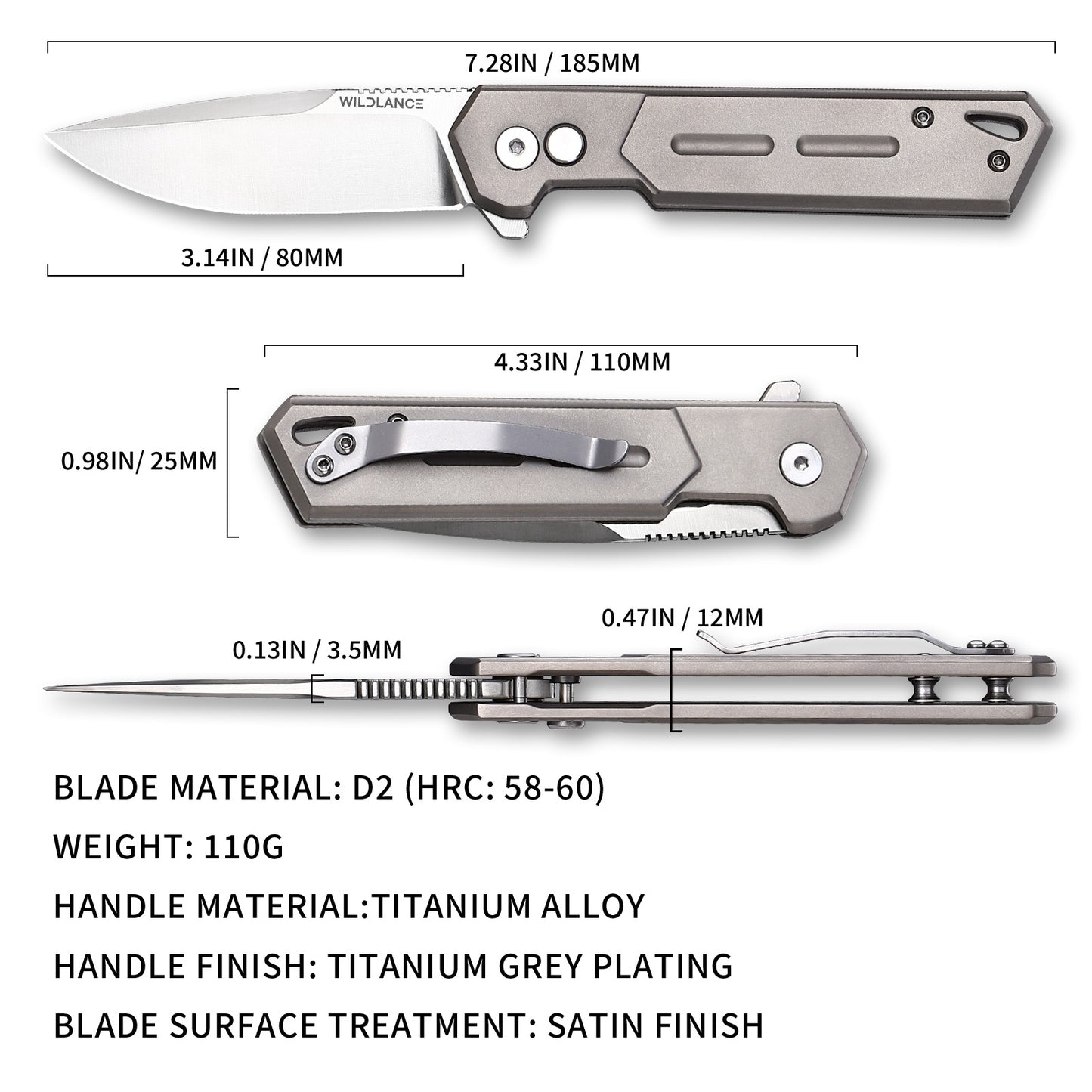 Ti-Swash | Button Lock | D2 Blade & Titanium Handle | TPK-04