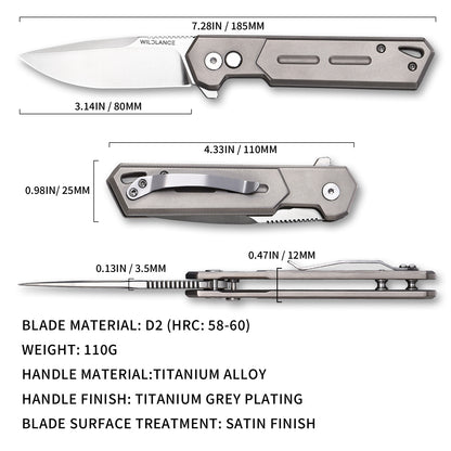 Ti-Swash | Button Lock | D2 Blade & Titanium Handle | TPK-04