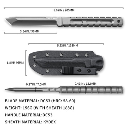 Tempus | Full Tang DC53 Blade | Titanium PVD Finish | Kydex Sheath | BS-03