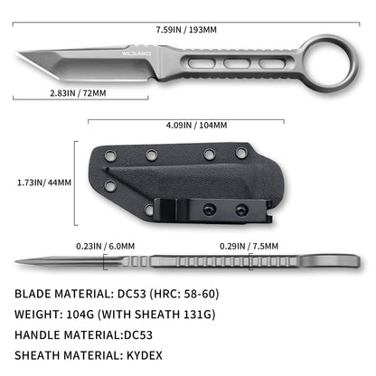 Silex | Full Tang DC53 Blade | Titanium PVD Finish | Kydex Sheath | BS-02
