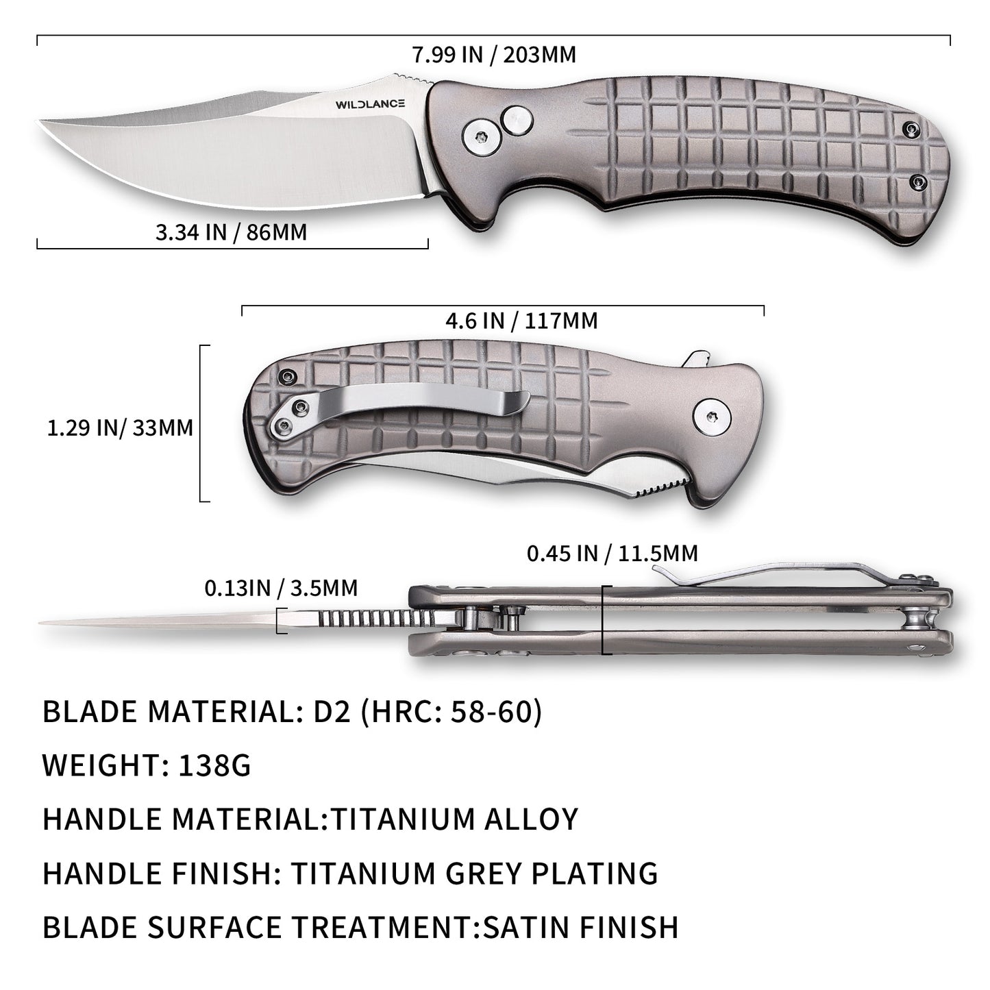 Ti-Reef | Button Lock | D2 Blade & Titanium Handle | TX-03
