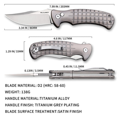 Ti-Reef | Button Lock | D2 Blade & Titanium Handle | TX-03