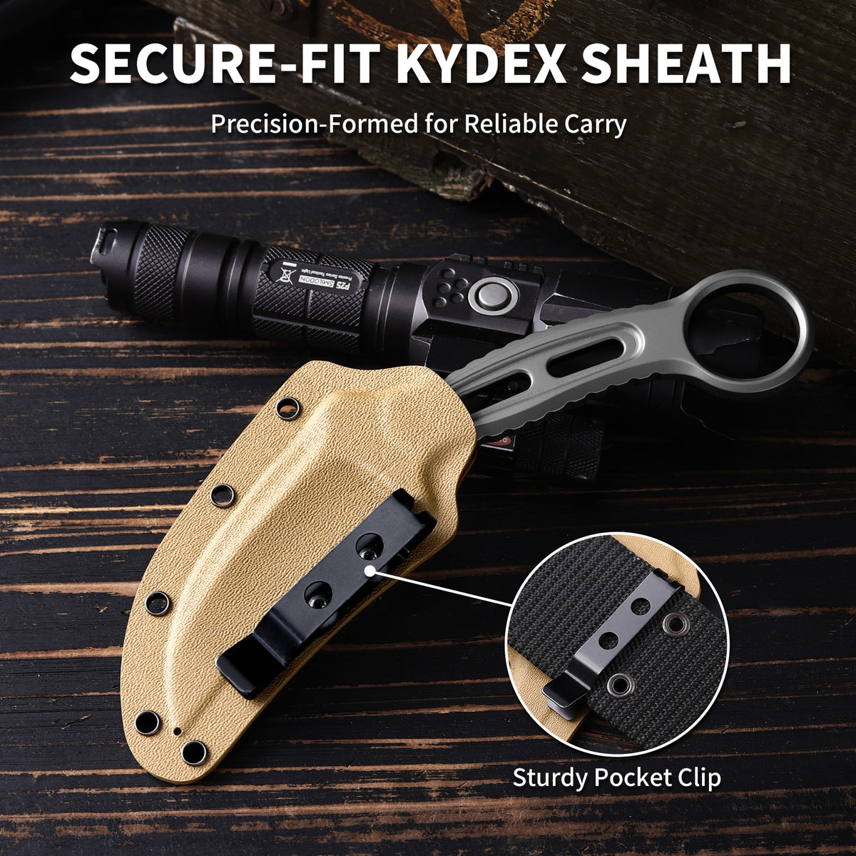 Talon | Full Tang DC53 Blade | Titanium PVD Finish | Kydex Sheath | IB-03