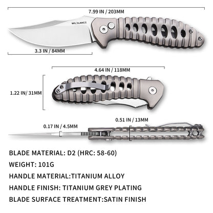 Ti-Swell | Button Lock | D2 Blade & Titanium Handle | TX-01