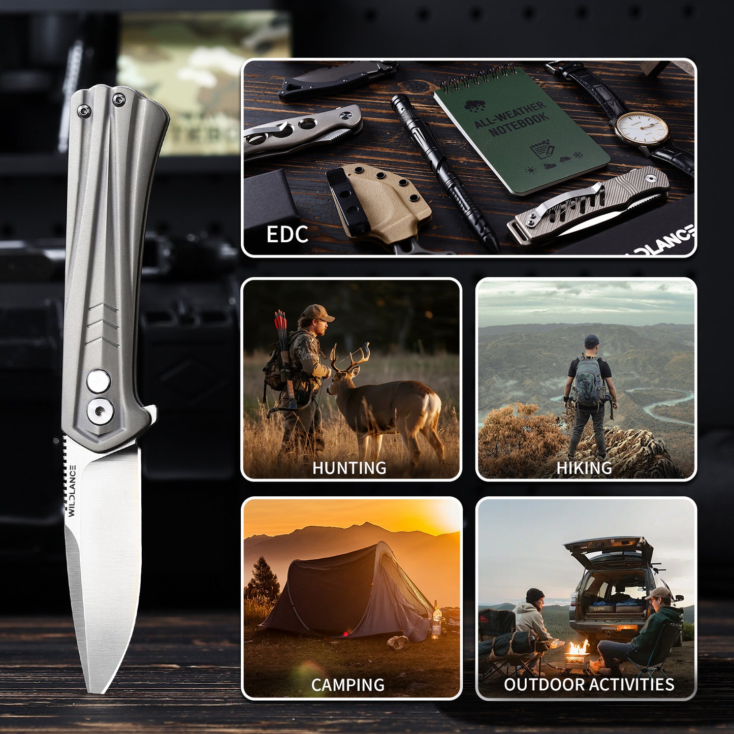 Ti-Flow | Button Lock | D2 Blade & Titanium Handle | TA-02