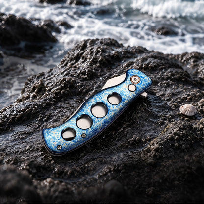 Riptide | Button Lock | D2 Blade & Flamed Titanium Handle | FTK-01