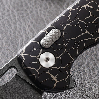 Pallas | Top Liner Lock | D2 Blade & Cracked Ice Titanium Handle | PA-04