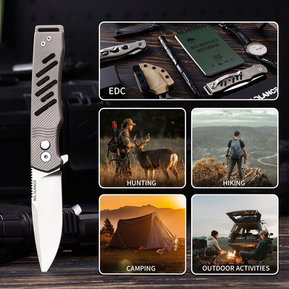 Ti-Crest | Button Lock | D2 Blade & Titanium Handle | TPK-02