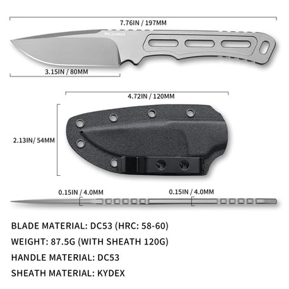Volaris | Full Tang DC53 Blade | Titanium PVD Finish | Kydex Sheath | BS-01