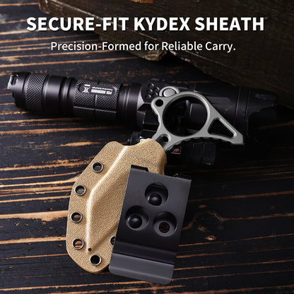 Draxium | Full Tang DC53 Blade | Titanium PVD Finish | Kydex Sheath | IB-04