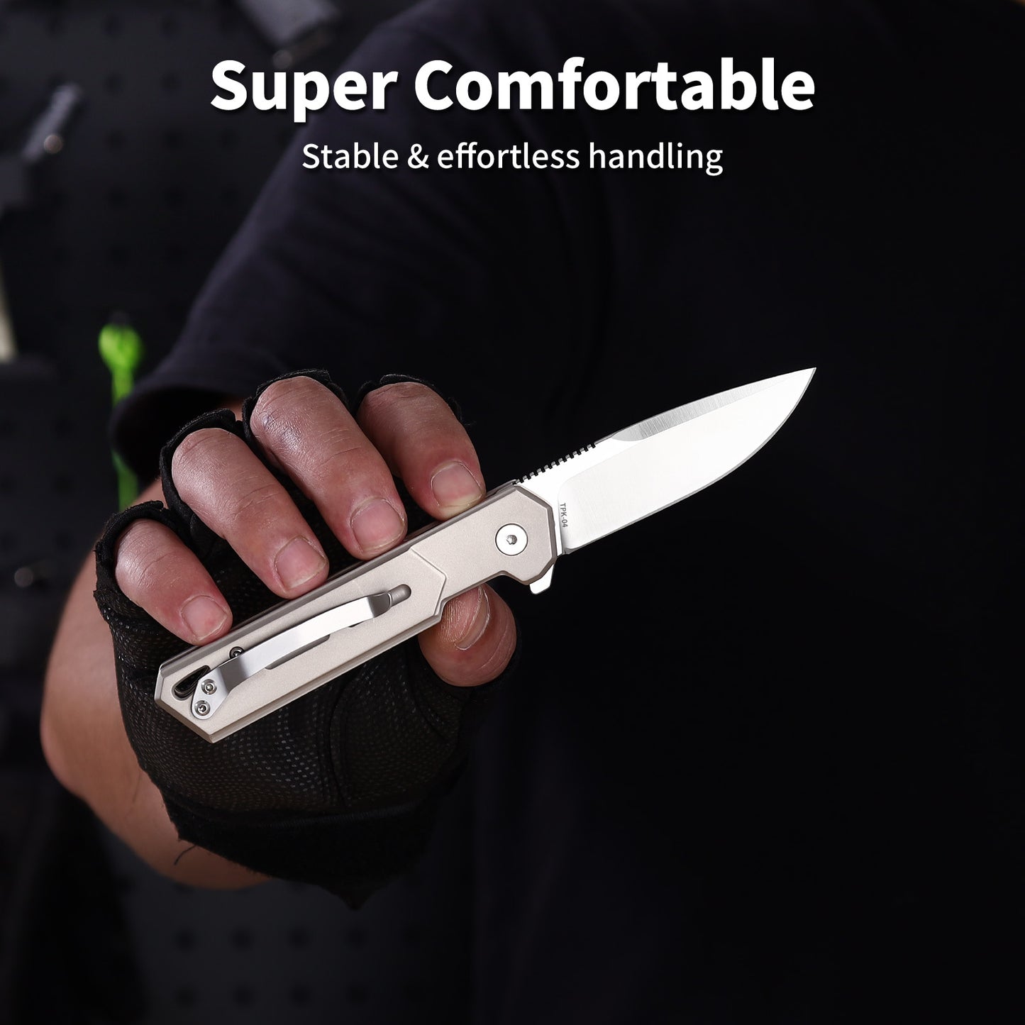 Ti-Swash | Button Lock | D2 Blade & Titanium Handle | TPK-04