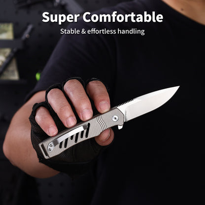 Ti-Crest | Button Lock | D2 Blade & Titanium Handle | TPK-02