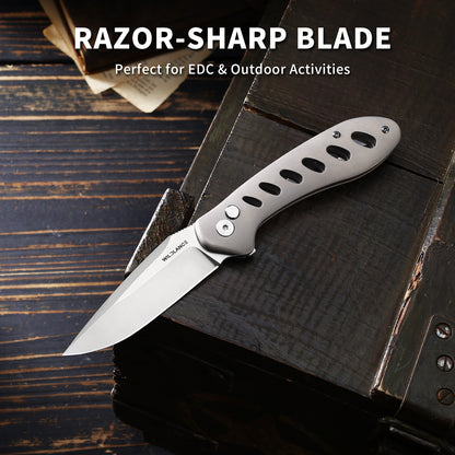 Ti-Flash | Button Lock | D2 Blade & Titanium Handle | TA-03